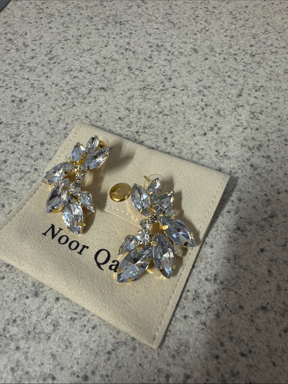 Crystal Cluster Gold-Plated Drop Earrings - Clear